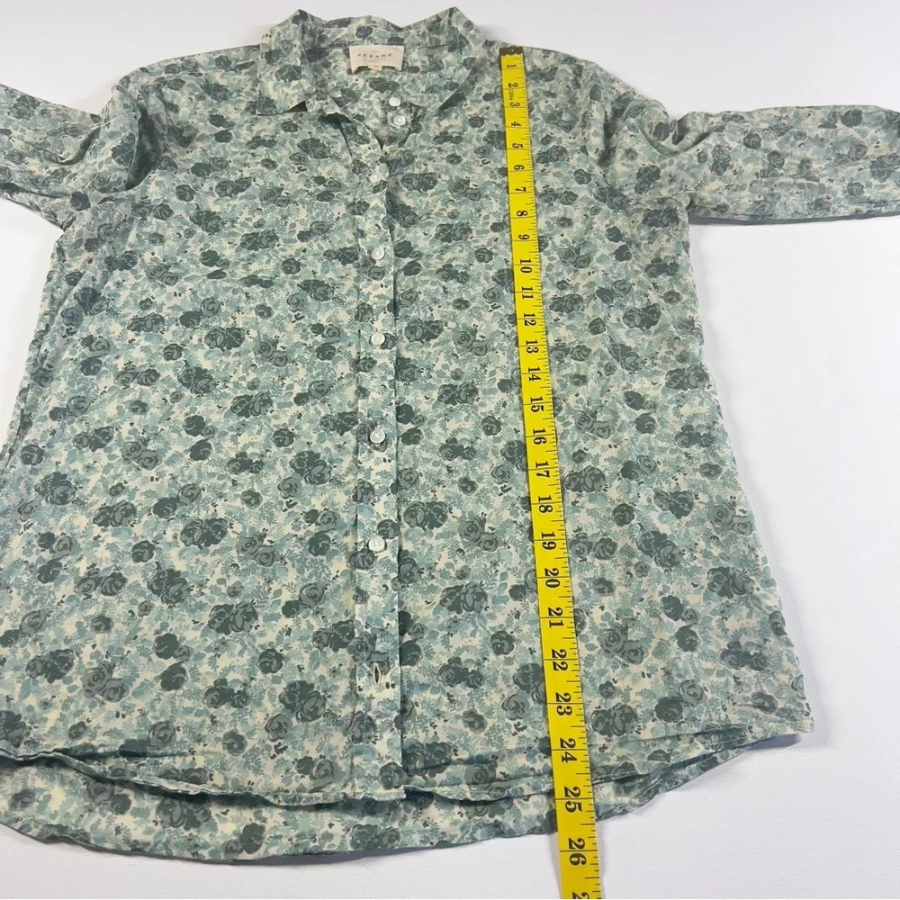 Sezane Green Floral Cotton Blouse Top Size 36 US 4 - Picture 11 of 12